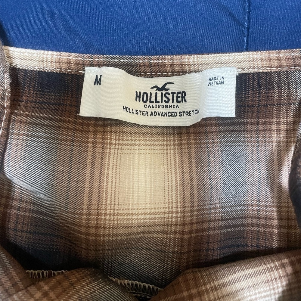 Hollister Plaid Preppy Brown Empire Waist Jumper Dress Size Medium - Picture 2 of 11